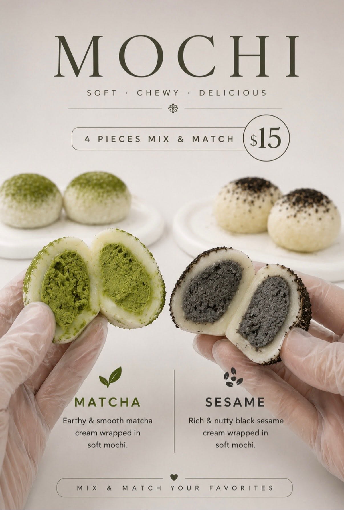 Creamy Mochi Set (1–2 Flavors with Cream & Toppings) – $13.00 / box