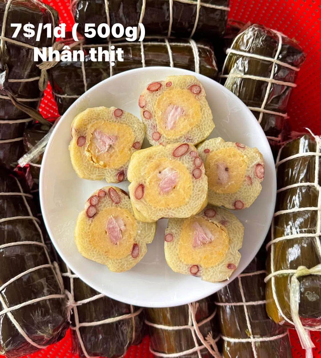 Mung Bean and Pork Belly Sticky Rice Cake - Bánh Tét Đậu Xanh Thịt Ba Chỉ