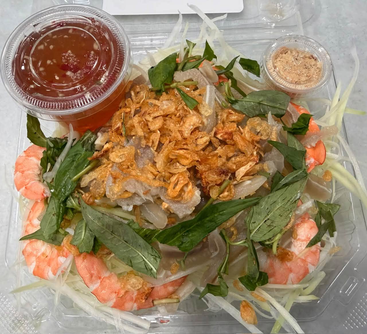 Shrimp & Pickled Pork Ear Papaya Salad - Gỏi đu đủ tôm tươi & tai heo chua ngọt